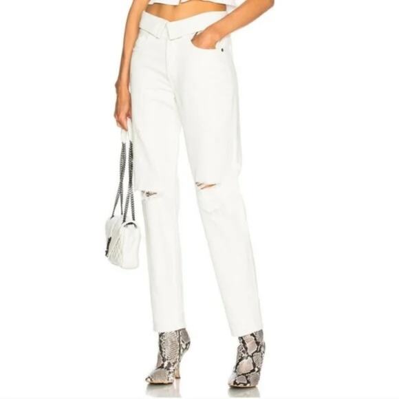 Jean Atelier Flip Fold Distressed Jeans in White Size 29 Gently Used Boho - Picture 1 of 10